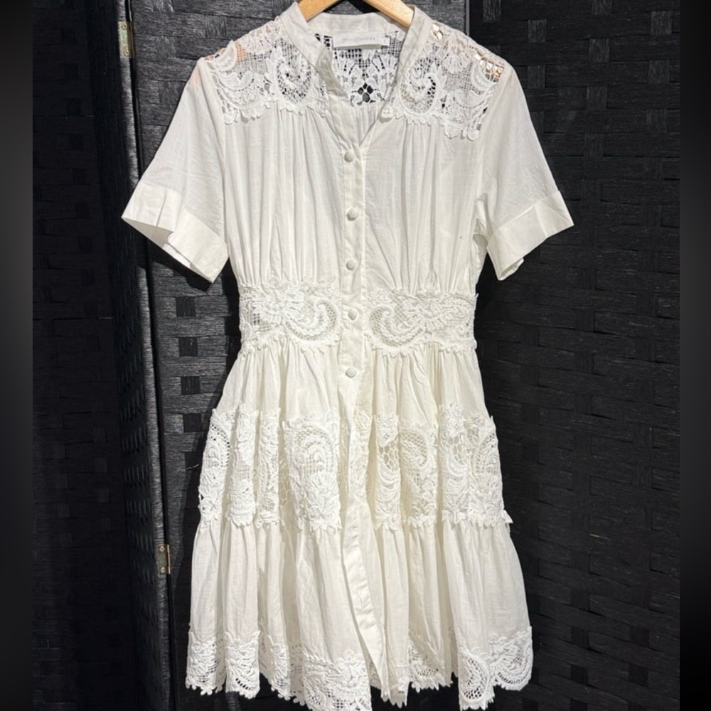 Zimmermann
POP LACE TRIMMED MINI DRESS